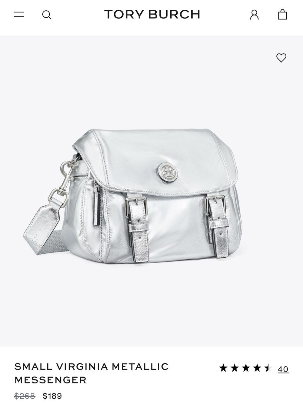 Tory Burch small metallic Virginia messenger